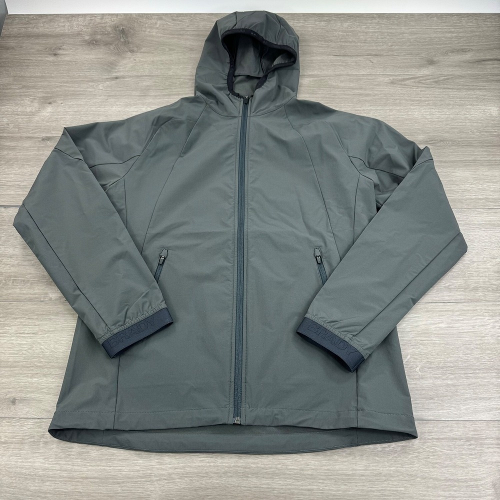 New Brady Shell Jacket Mens Full Zip Coat Pyrite Casual Small Hooded Gray $165
